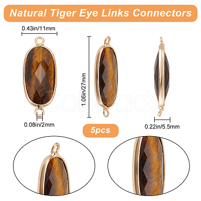 Beebeecraft 5Pcs Natural Tiger Eye Connector Charms G-BBC0001-35C-1