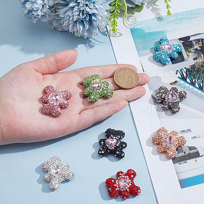 8Pcs 8 Colors Rhinestone Clay Pave Beads RB-ME0001-05-1
