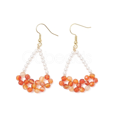 Natural Carnelian Arch Dangle Earrings EJEW-TA00742-01-1