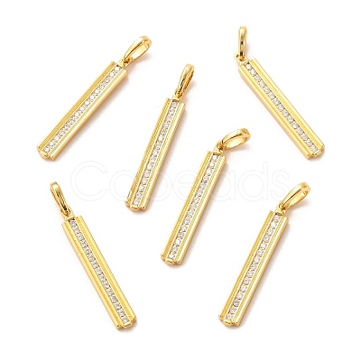 Brass Micro Pave Clear Cubic Zirconia Pendants X-ZIRC-P086-18G-1