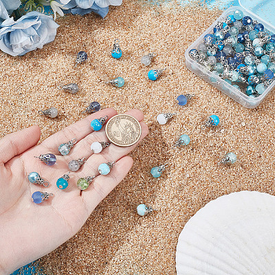 100Pcs Glass Pendants PALLOY-HY00102-1