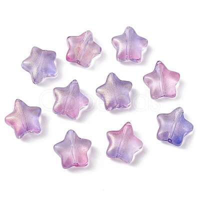 Transparent Spray Painted Glass Beads GLAA-FS0001-62B-1
