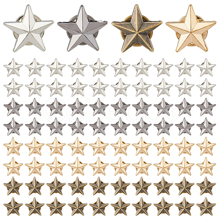 100Pcs 4 Colors Alloy Star Lapel Pin Back Brooch JEWB-FH0003-01-1