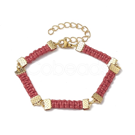 Braided Waxed Polyester Rectangle Link Chain Bracelets BJEW-JB10000-04-1