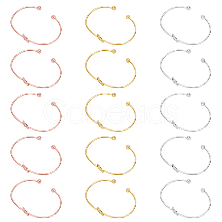15Pcs 3 Colors Alloy Hollow Heart Open Cuff Bangles Set for Women BJEW-AN0001-57-1