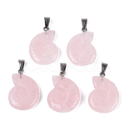 Natural Rose Quartz Pendants G-Q601-45G-1