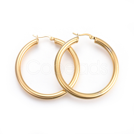 201 Stainless Steel Big Hoop Earrings EJEW-A052-19F-G-1