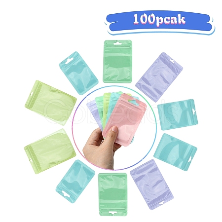 100Pcs 5 Styles Macaron Color Plastic Yin-yang Resealable Bags OPP-YW0001-06A-1