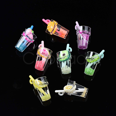Imitation Fruit Tea Resin Pendants CRES-S359-31-1