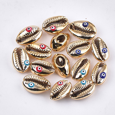 Electroplated Cowrie Shell Beads SSHEL-S258-62-1