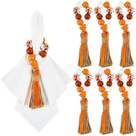 Wood Beaded Napkin Rings AJEW-SC00040-1