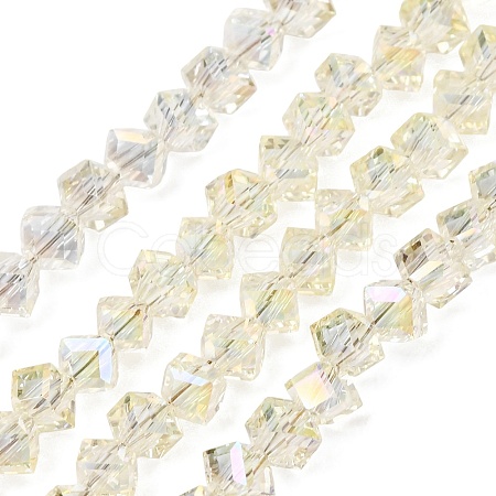 Electroplate Transparent Glass Beads Strands GL-CBA7A17-01A-12-1