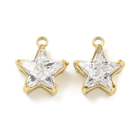 PVD Vacuum Plating 304 Stainless Steel Cubic Zirconia Pendants STAS-L278-008G-1