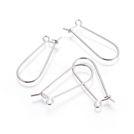 Rhodium Plated 925 Sterling Silver Earring Hoop Findings Kidney Wires Hooks 33x12.7mm Leverback Earrings STER-I005-07P-1