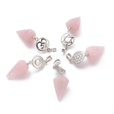 Natural Rose Quartz Pendants G-O194-06-1