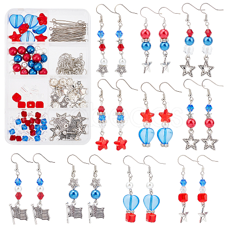Independence Day Theme Drop Earring DIY Making Kit DIY-SC0018-27-1