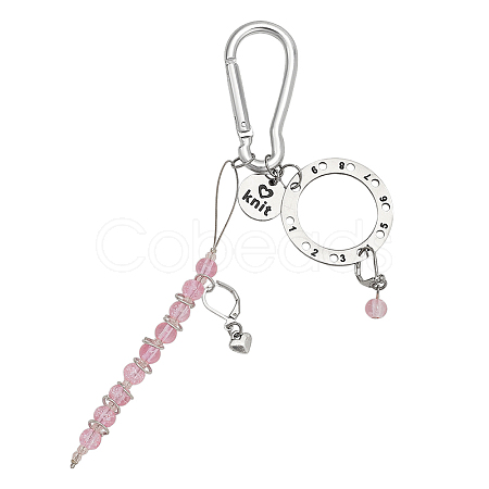 Glass and 201 Stainless Steel Pendant Locking Stitch Markers HJEW-NB00185-1