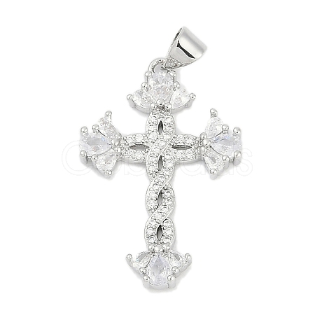 Brass Micro Pave Clear Cubic Zirconia Pendants KK-G522-51P-01-1