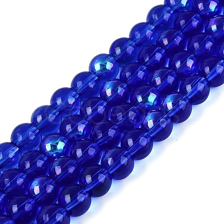 Transparent Electroplate Glass Beads Strands EGLA-Q132-6MM-01A-08-1