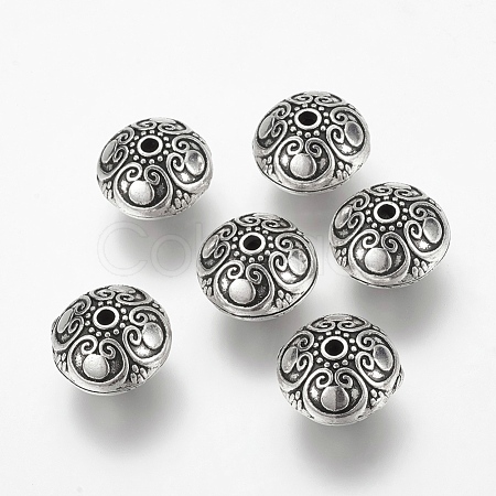 Antique Silver Tone Flat Round Tibetan Style Alloy Beads X-LF1617Y-NF-1