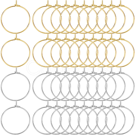 200Pcs 2 Colors Brass Wine Glass Charm Rings KK-SP0001-32A-1