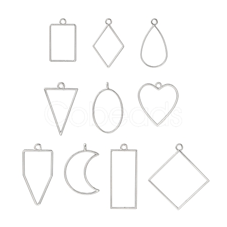 10Pcs Alloy Open Back Bezel Pendants PALLOY-YWC0002-02P-1