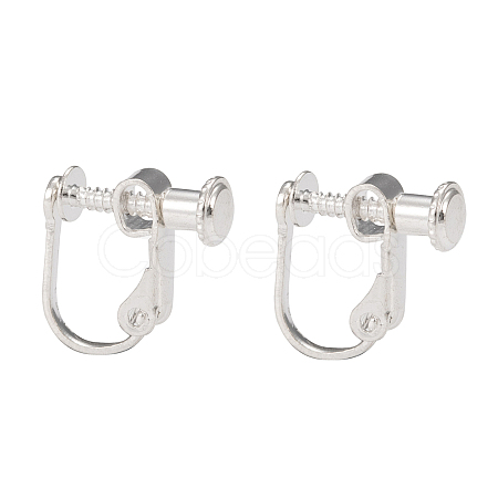 Brass Screw On Clip-on Earring Findings X-KK-L164-02S-1
