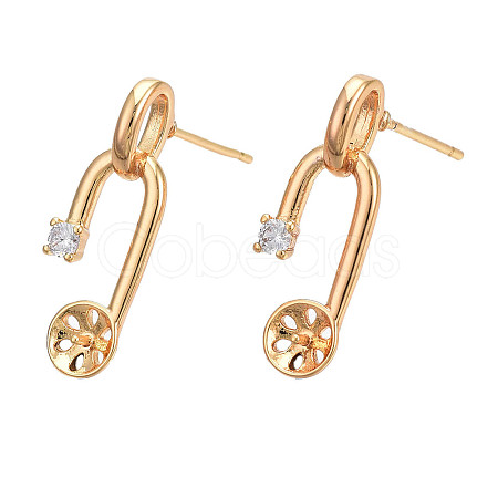 Brass Stud Earring Findings KK-N232-340-1