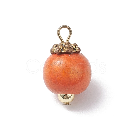 Wood with Alloy Pendants PALLOY-JF04557-1