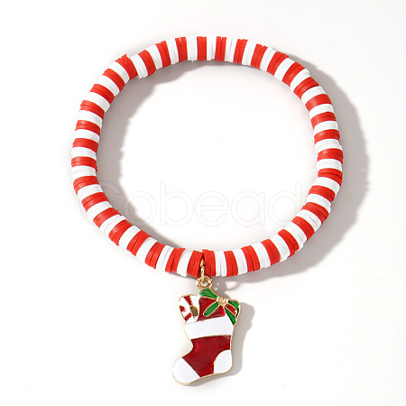 Elegant Christmas Handmade Polymer Clay Heishi Beaded Stretch Bracelets MV9996-13-1
