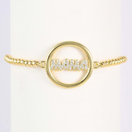 Mother's Day Brass Micro Pave Clear Cubic Zirconia Link Bracelets WG036C8-04-1