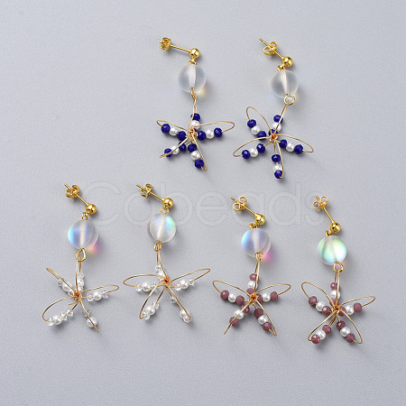 Dangle Stud Earrings EJEW-JE03694-1