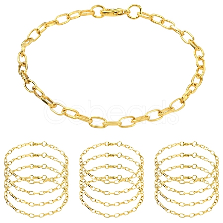 10Pcs Iron Cable Chain Bracelets IFIN-YW0004-03G-1