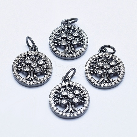 Brass Micro Pave Clear Cubic Zirconia Charms ZIRC-J040-10B-NR-1