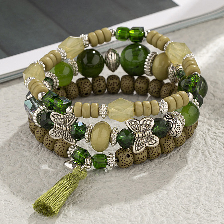 Boho Style Wood Beaded Stretch Bracelet Sets for Women WGE3C3B-40-1