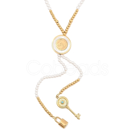 Imitation Pearl & Synthesis Shell Beaded Necklaces NJEW-A032-06G-02-1