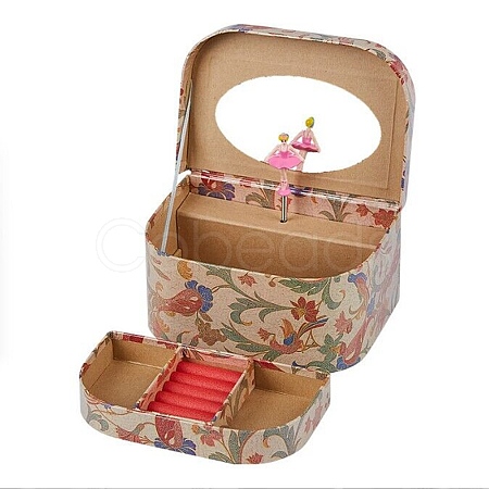 Hand Crank Musical Jewelry Cardboard Boxes CON-M008-01B-1