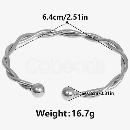 304 Stainless Steel Twisted Cuff Bangles XI4338-1-1