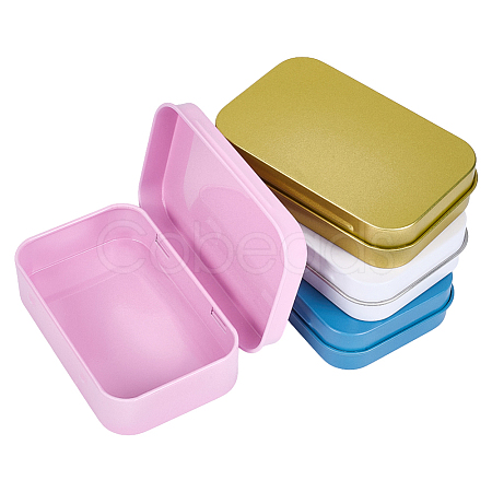 4Pcs 4 Colors Iron Jewelry Storage Boxes with Hinged Lid CON-SP0001-19-1