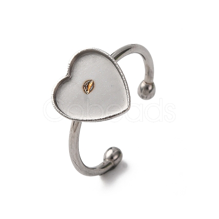 304 Stainless Steel Open Cuff Ring Components STAS-S134-01P-D01-1