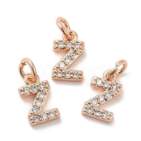 Brass Micro Pave Grade AAA Cubic Zirconia Charms LS-ZIRC-P067-11RG-Z-NR-1