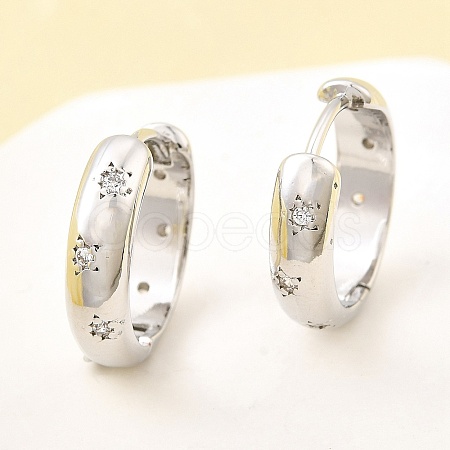 Brass Micro Pave Clear Cubic Zirconia Hoop Earrings EJEW-Z121-01P-1