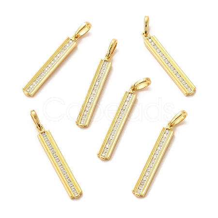 Brass Micro Pave Clear Cubic Zirconia Pendants X-ZIRC-P086-18G-1