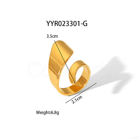 Geometric 304 Stainless Steel Open Cuff Rings with Irregular High-end Feel NH8943-19-1