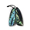 2Pcs Natural Abalone Shell/Paua Shell Pendants, Geometric Charms, Wing, 37x13x3mm, Hole: 1mm