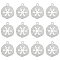 BENECREAT 12Pcs Brass Charms, Flat Round with Snowflake, Real Platinum Plated, 14x12x1mm, Hole: 1mm