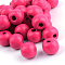 Natural Wood Beads, Dyed, Round, Camellia, 12x11mm, Hole: 4mm, about 1800pcs/1000g