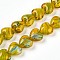 Millefiori Glass Beads Strands, Heart, Gold, 11.5~12x12x6.5~7mm, Hole: 0.8mm, about 50pcs/strand, 22.05''(56cm)