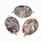 Electroplate Synthetic Aqua Terra Jasper Links connectors, with Iron Findings, Oval, Golden, 47x29x6mm, Hole: 2mm