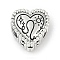 925 Sterling Silver European Beads, Heart, Leo, 9.5x9.5~10x7mm, Hole: 4.5mm